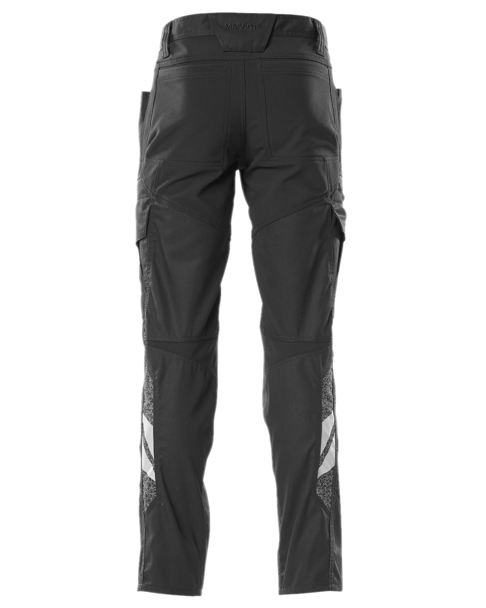 Black Coloured Mascot Workwear Mens Accelerate Trousers With Thigh Pockets on white background 