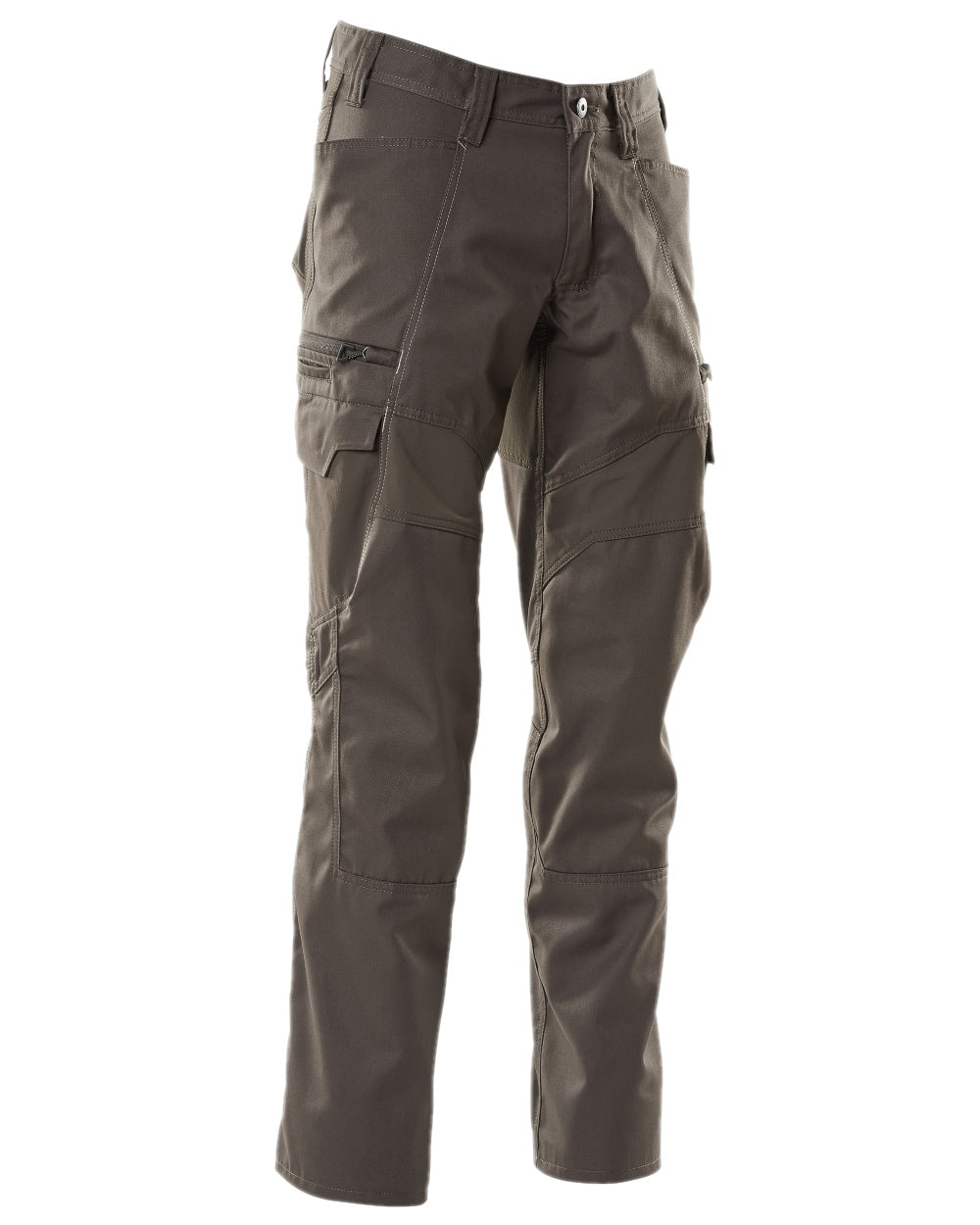 Dark Anthracite Coloured Mascot Workwear Mens Accelerate Trousers With Thigh Pockets on white background 