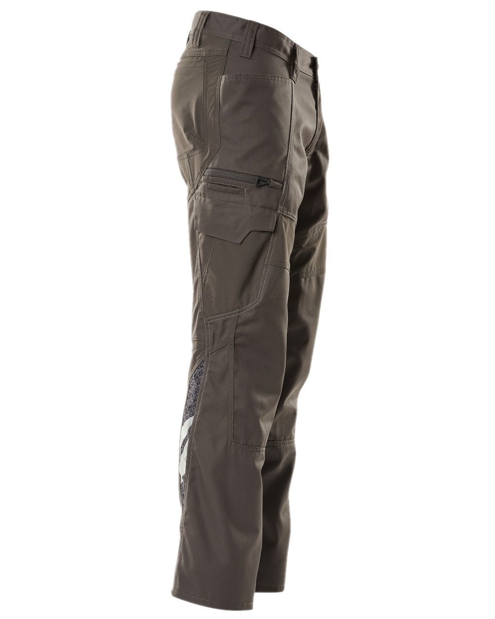 Dark Anthracite Coloured Mascot Workwear Mens Accelerate Trousers With Thigh Pockets on white background 