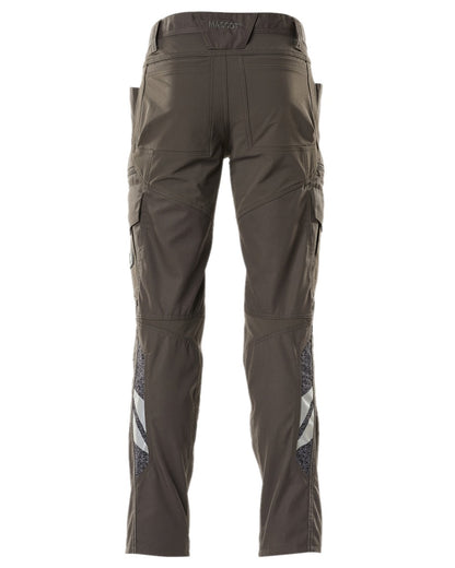 Dark Anthracite Coloured Mascot Workwear Mens Accelerate Trousers With Thigh Pockets on white background 