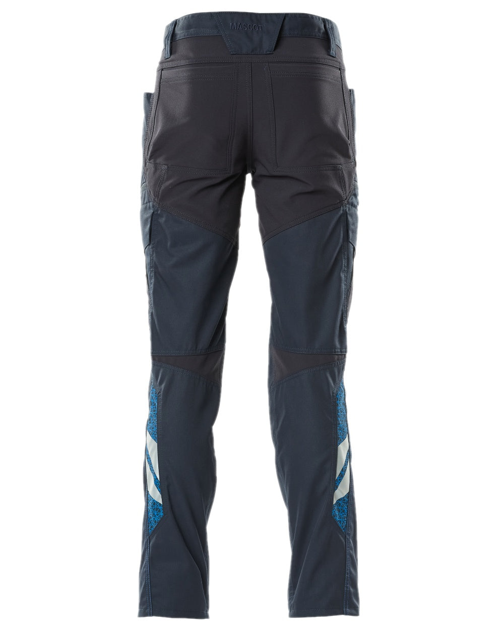 Dark Navy Coloured Mascot Workwear Mens Accelerate Trousers With Thigh Pockets on white background 