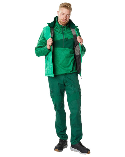 Green Coloured Mascot Workwear Mens Accelerate Trousers With Thigh Pockets on white background 