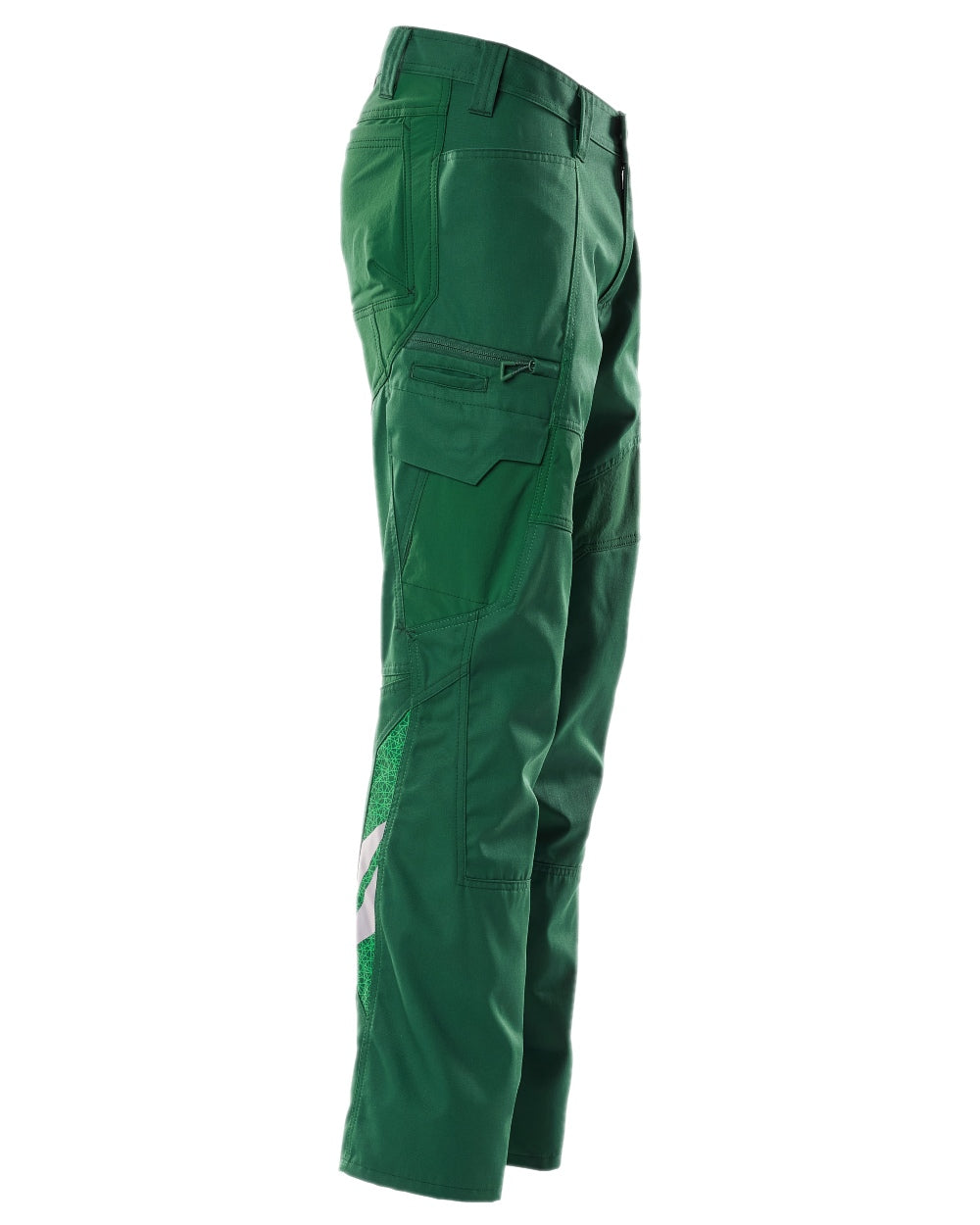 Green Coloured Mascot Workwear Mens Accelerate Trousers With Thigh Pockets on white background 