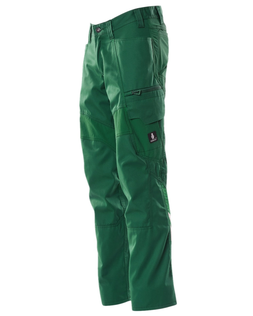 Green Coloured Mascot Workwear Mens Accelerate Trousers With Thigh Pockets on white background 