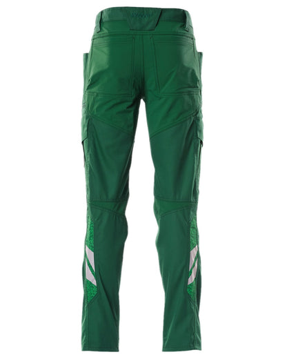 Green Coloured Mascot Workwear Mens Accelerate Trousers With Thigh Pockets on white background 