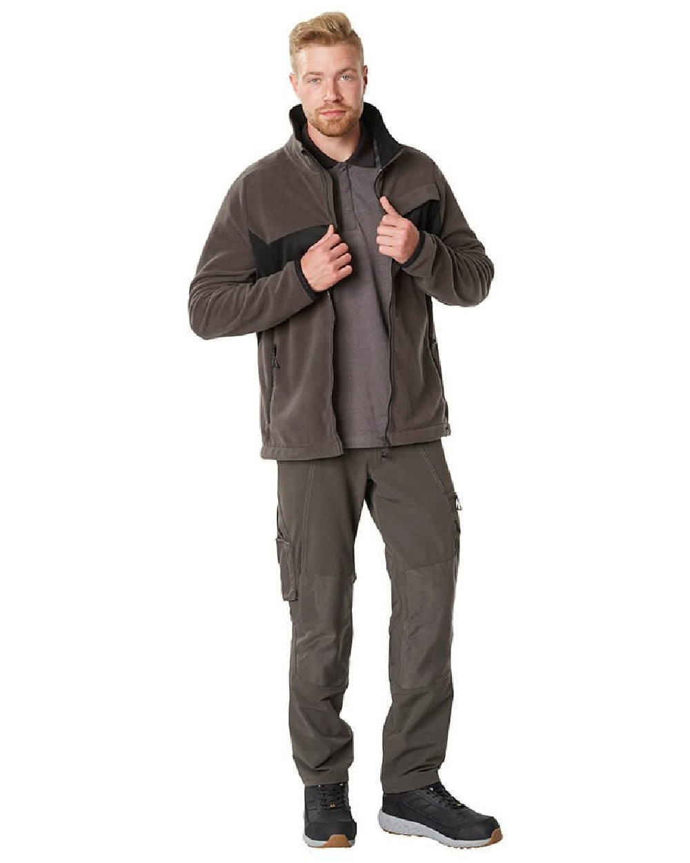 Dark Anthracite Coloured Mascot Workwear Mens Accelerate Ultimate Stretch Lightweight Trousers on white background 