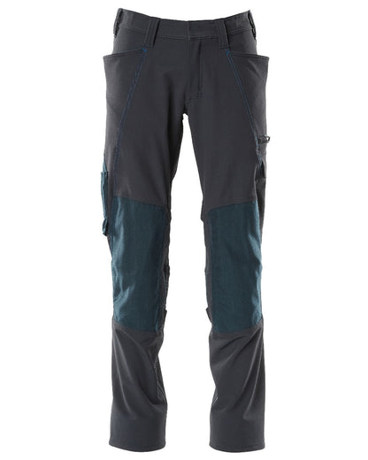 Dark Navy Coloured Mascot Workwear Mens Accelerate Ultimate Stretch Lightweight Trousers on white background 