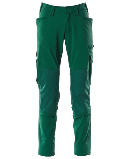 Green Coloured Mascot Workwear Mens Accelerate Ultimate Stretch Lightweight Trousers on white background 