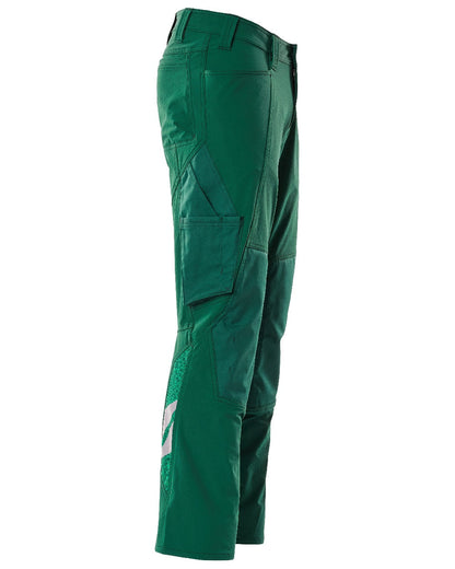Green Coloured Mascot Workwear Mens Accelerate Ultimate Stretch Lightweight Trousers on white background 