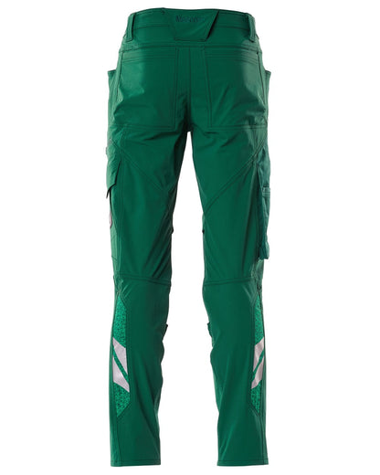 Green Coloured Mascot Workwear Mens Accelerate Ultimate Stretch Lightweight Trousers on white background 