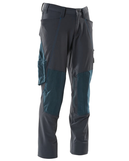 Dark Navy Coloured Mascot Workwear Mens Accelerate Ultimate Stretch Trousers on white background 