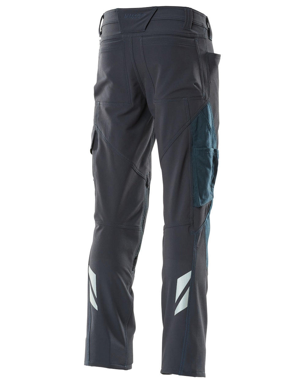 Dark Navy Coloured Mascot Workwear Mens Accelerate Ultimate Stretch Trousers on white background 