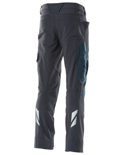 Dark Navy Coloured Mascot Workwear Mens Accelerate Ultimate Stretch Trousers on white background 