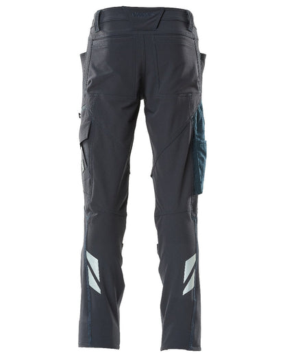 Dark Navy Coloured Mascot Workwear Mens Accelerate Ultimate Stretch Trousers on white background 