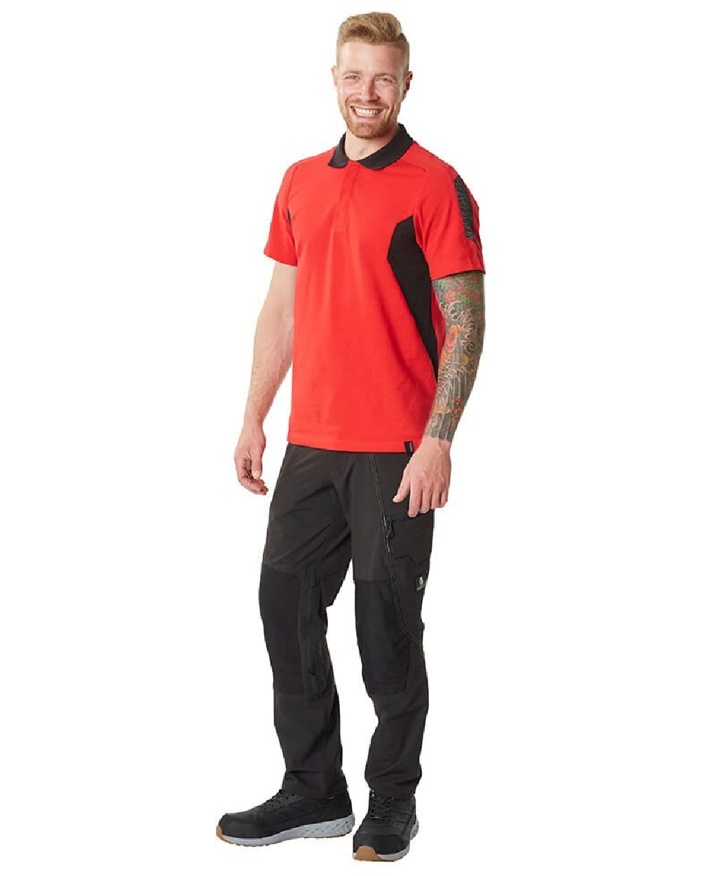 Black Coloured Mascot Workwear Mens Accelerate Ultimate Stretch Trousers With Kneepad Pockets on white background 