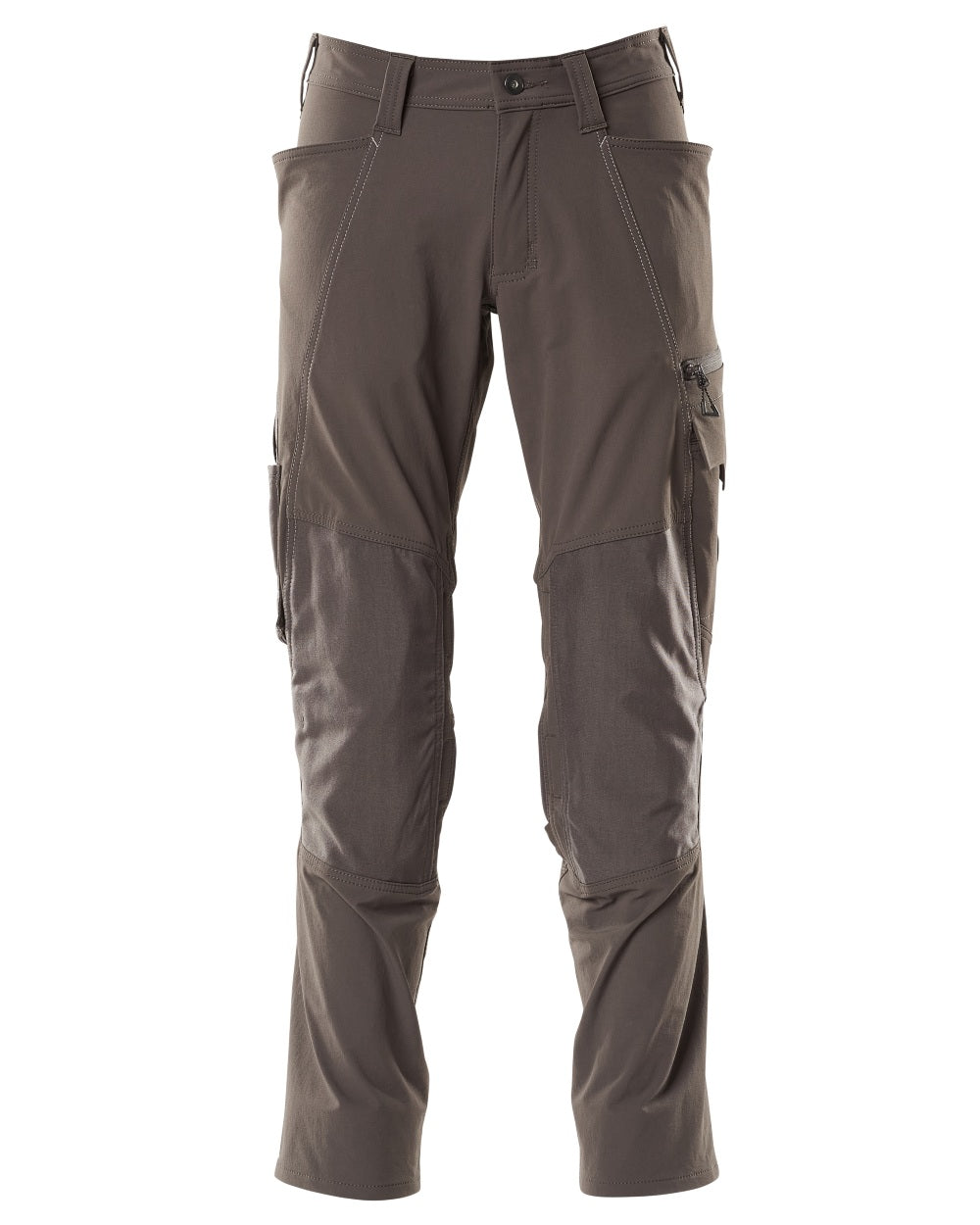 Dark Anthracite Coloured Mascot Workwear Mens Accelerate Ultimate Stretch Trousers With Kneepad Pockets on white background 