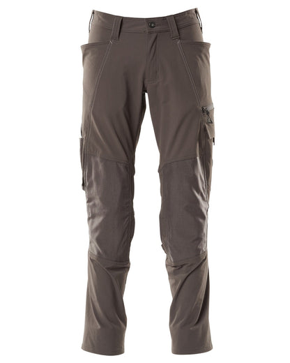Dark Anthracite Coloured Mascot Workwear Mens Accelerate Ultimate Stretch Trousers With Kneepad Pockets on white background 