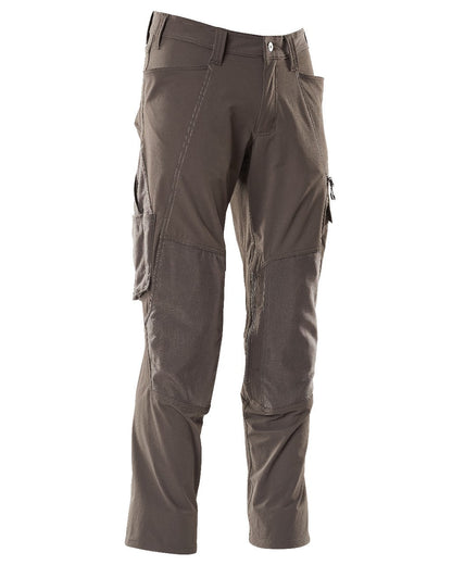 Dark Anthracite Coloured Mascot Workwear Mens Accelerate Ultimate Stretch Trousers With Kneepad Pockets on white background 