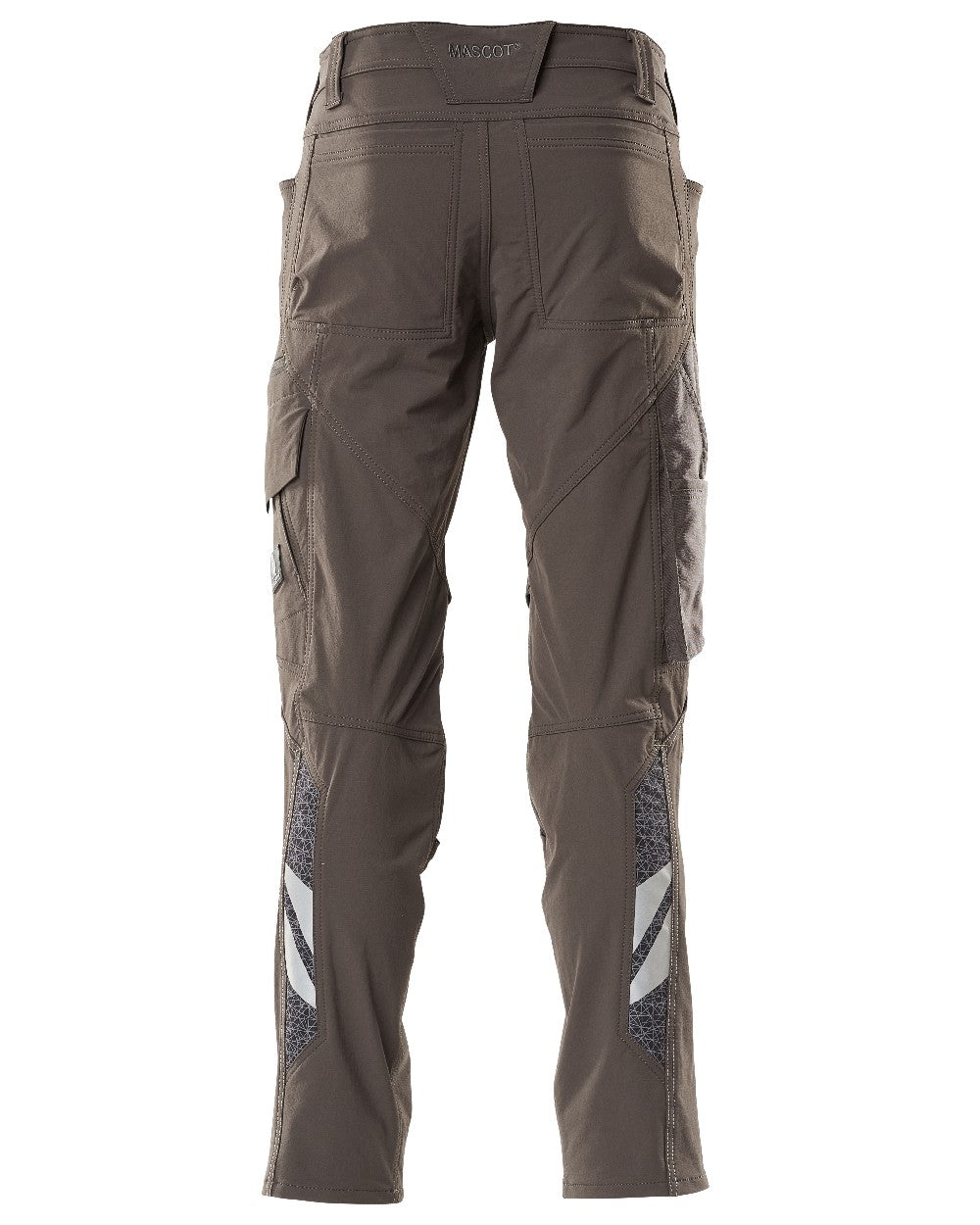 Dark Anthracite Coloured Mascot Workwear Mens Accelerate Ultimate Stretch Trousers With Kneepad Pockets on white background 