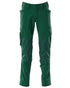 Green Coloured Mascot Workwear Mens Accelerate Ultimate Stretch Trousers With Kneepad Pockets on white background 