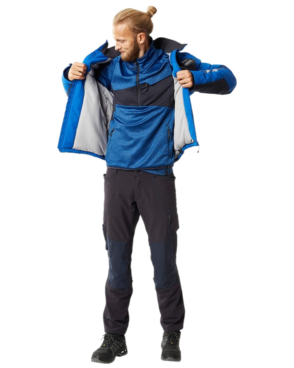 Azure Blue Dark Navy Coloured Mascot Workwear Mens Accelerate Winter Jacket on white background 
