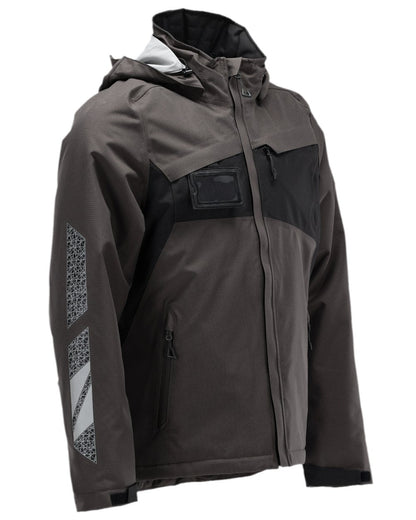 Dark Anthracite Black Coloured Mascot Workwear Mens Accelerate Winter Jacket on white background 