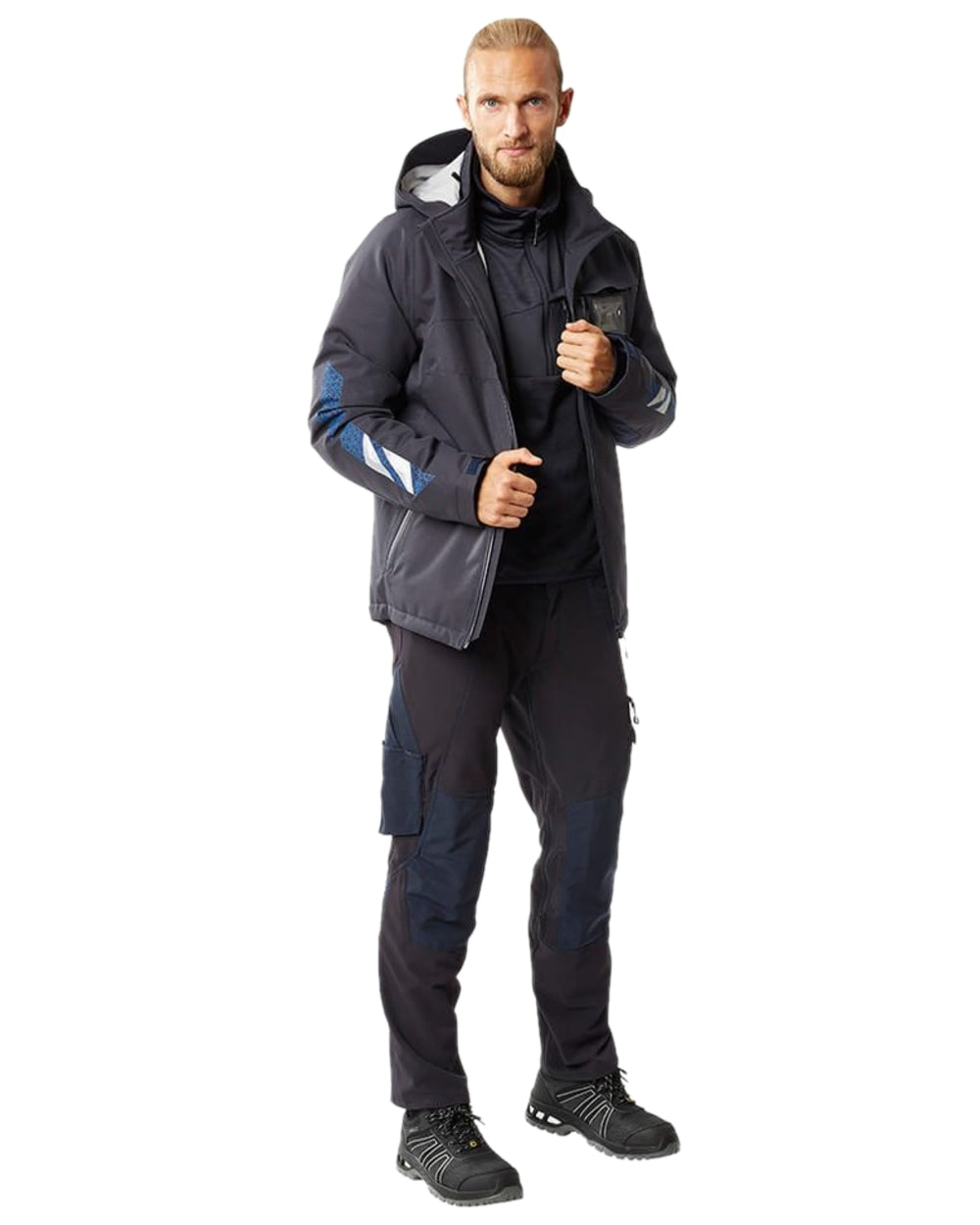 Dark Navy Coloured Mascot Workwear Mens Accelerate Winter Jacket on white background 
