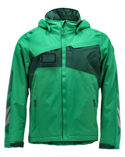 Grass Green Coloured Mascot Workwear Mens Accelerate Winter Jacket on white background 