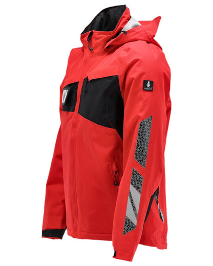 Traffic Red Black Coloured Mascot Workwear Mens Accelerate Winter Jacket on white background 