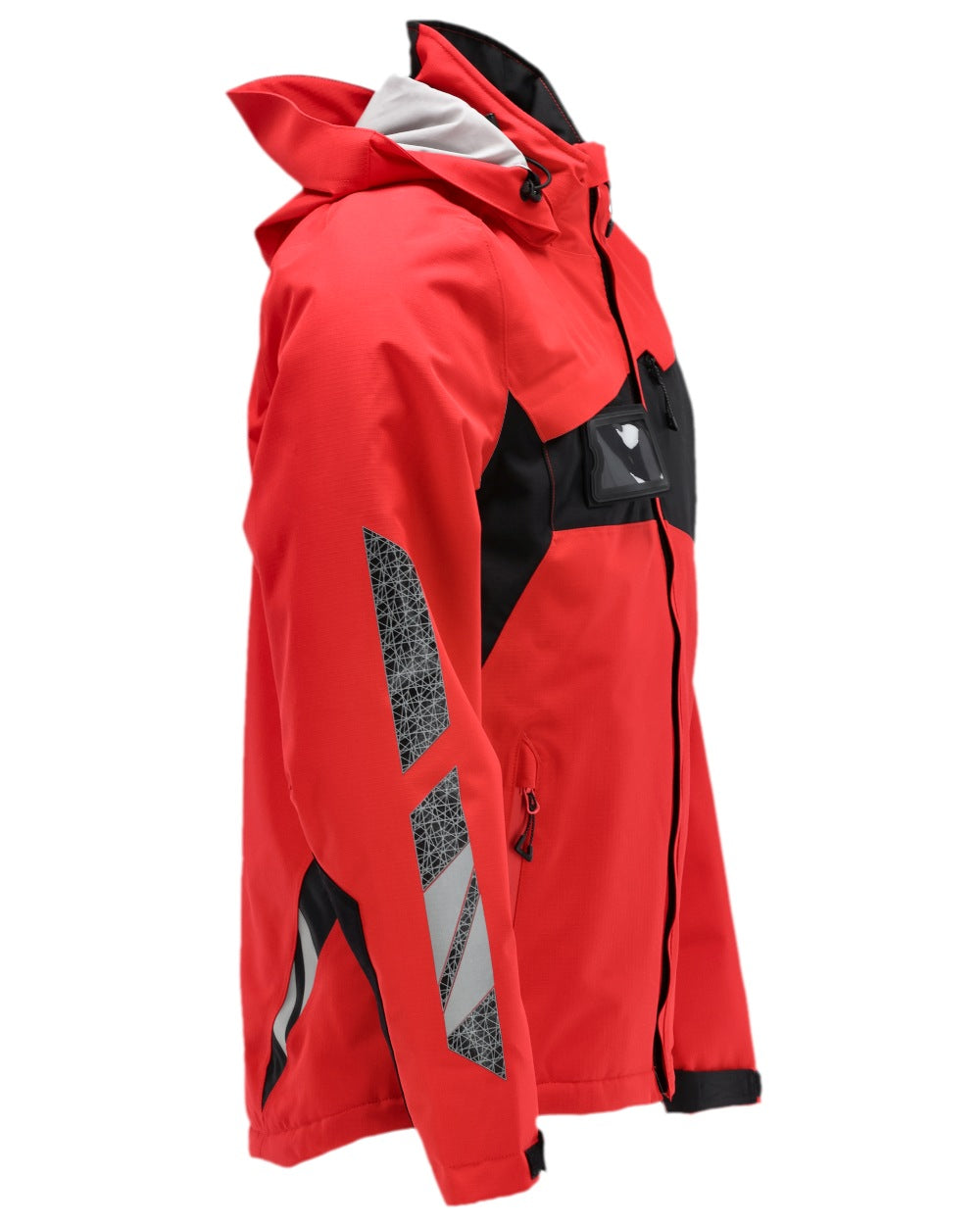Traffic Red Black Coloured Mascot Workwear Mens Accelerate Winter Jacket on white background 
