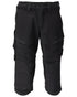 Black Coloured Mascot Workwear Mens Customized 3/4 Length Trousers With Kneepad Pockets on white background 