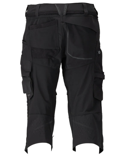 Black Coloured Mascot Workwear Mens Customized 3/4 Length Trousers With Kneepad Pockets on white background 