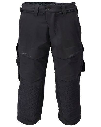 Dark Navy Coloured Mascot Workwear Mens Customized 3/4 Length Trousers With Kneepad Pockets on white background 