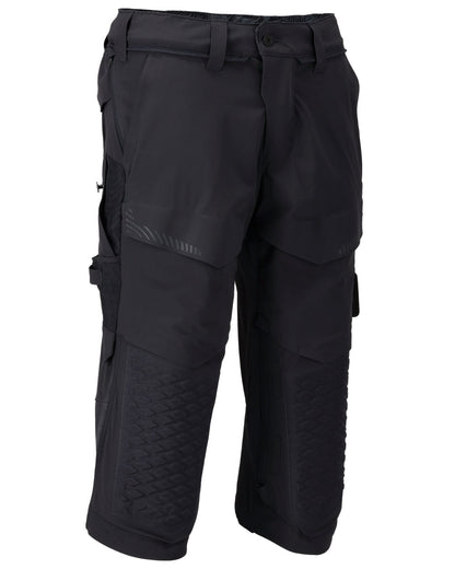 Dark Navy Coloured Mascot Workwear Mens Customized 3/4 Length Trousers With Kneepad Pockets on white background 