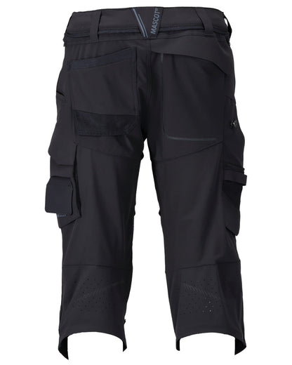 Dark Navy Coloured Mascot Workwear Mens Customized 3/4 Length Trousers With Kneepad Pockets on white background 
