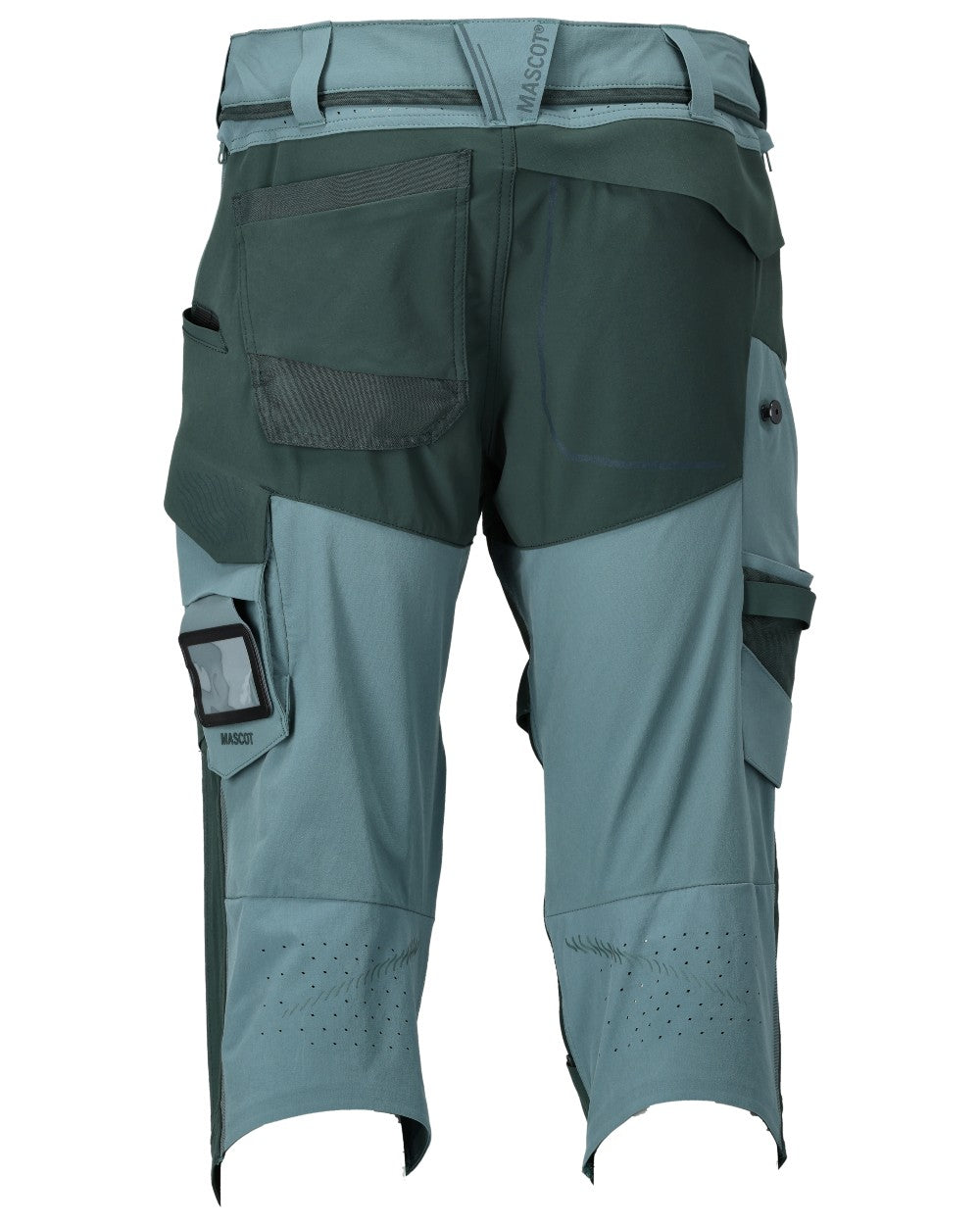 Light Forest Green Coloured Mascot Workwear Mens Customized 3/4 Length Trousers With Kneepad Pockets on white background 