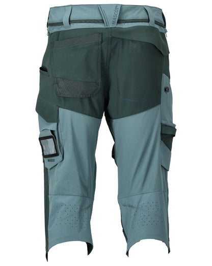 Light Forest Green Coloured Mascot Workwear Mens Customized 3/4 Length Trousers With Kneepad Pockets on white background 