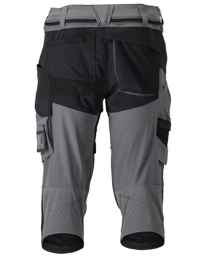 Stone Grey Black Coloured Mascot Workwear Mens Customized 3/4 Length Trousers With Kneepad Pockets on white background 