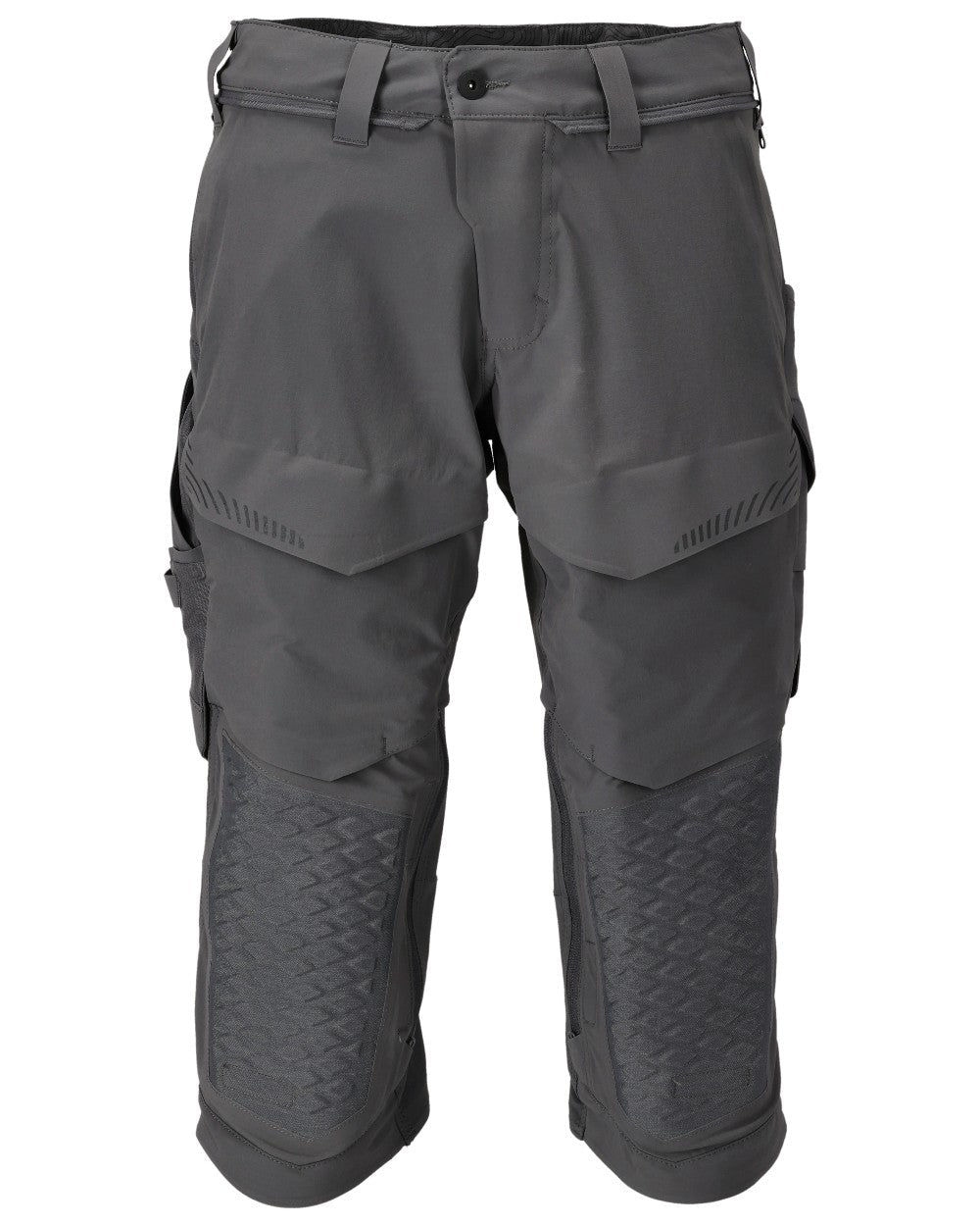 Stone Grey Coloured Mascot Workwear Mens Customized 3/4 Length Trousers With Kneepad Pockets on white background 