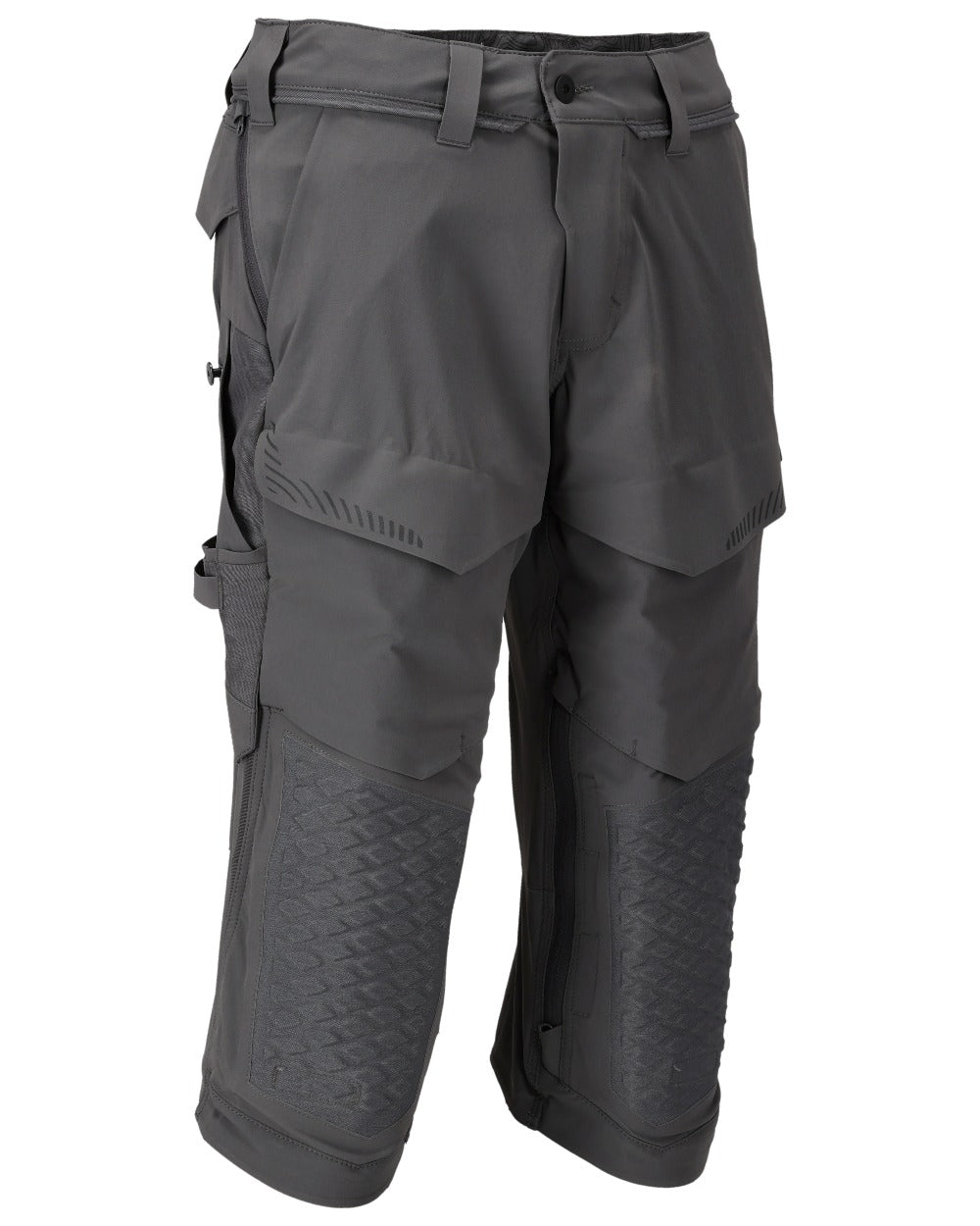 Stone Grey Coloured Mascot Workwear Mens Customized 3/4 Length Trousers With Kneepad Pockets on white background 