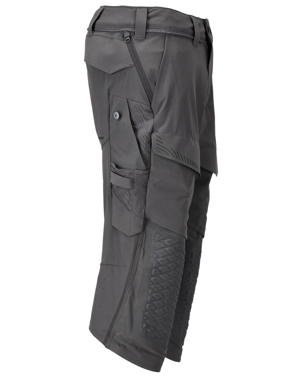 Stone Grey Coloured Mascot Workwear Mens Customized 3/4 Length Trousers With Kneepad Pockets on white background 