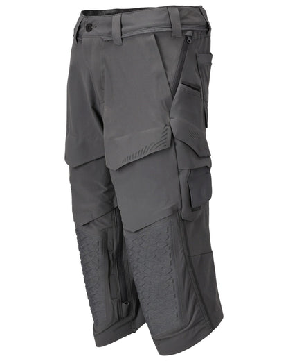 Stone Grey Coloured Mascot Workwear Mens Customized 3/4 Length Trousers With Kneepad Pockets on white background 