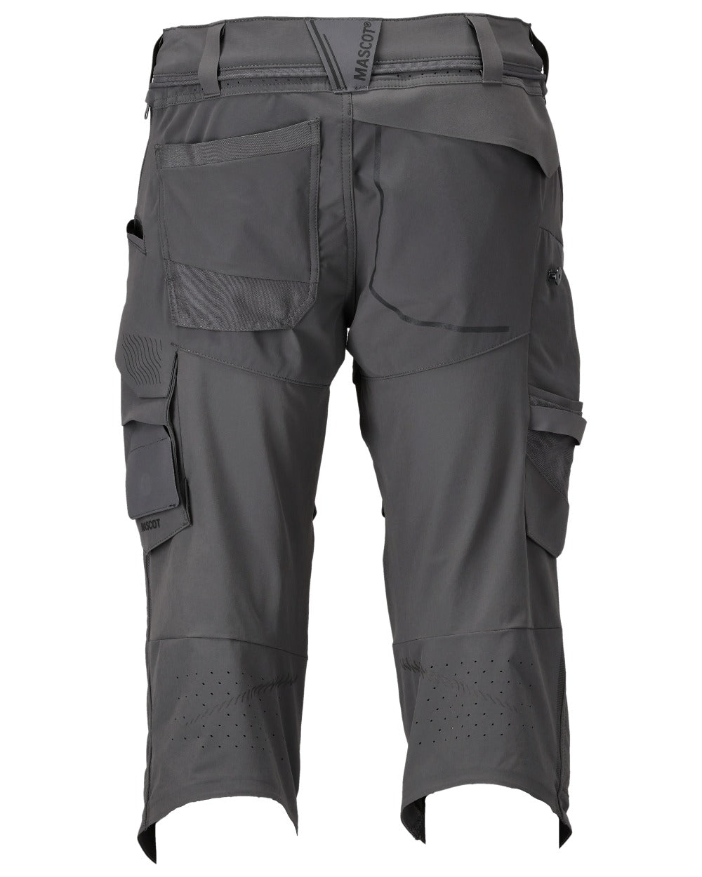 Stone Grey Coloured Mascot Workwear Mens Customized 3/4 Length Trousers With Kneepad Pockets on white background 