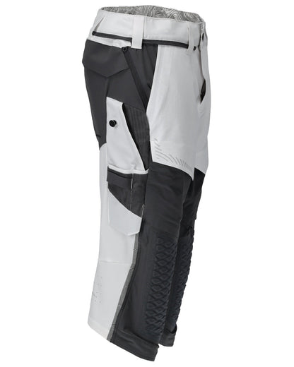 White Stone Grey Coloured Mascot Workwear Mens Customized 3/4 Length Trousers With Kneepad Pockets on white background 