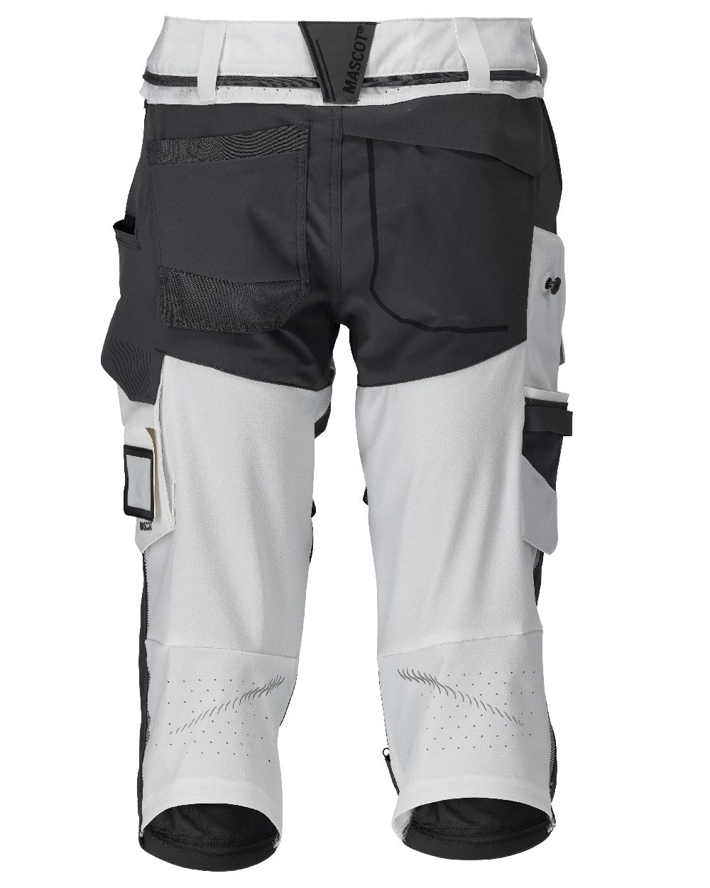White Stone Grey Coloured Mascot Workwear Mens Customized 3/4 Length Trousers With Kneepad Pockets on white background 