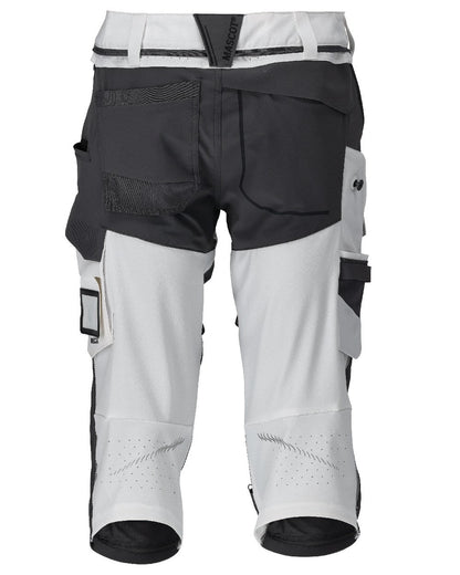 White Stone Grey Coloured Mascot Workwear Mens Customized 3/4 Length Trousers With Kneepad Pockets on white background 