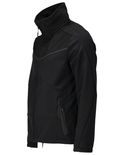 Black Coloured Mascot Workwear Mens Customized Breathable Softshell Jacket on white background 
