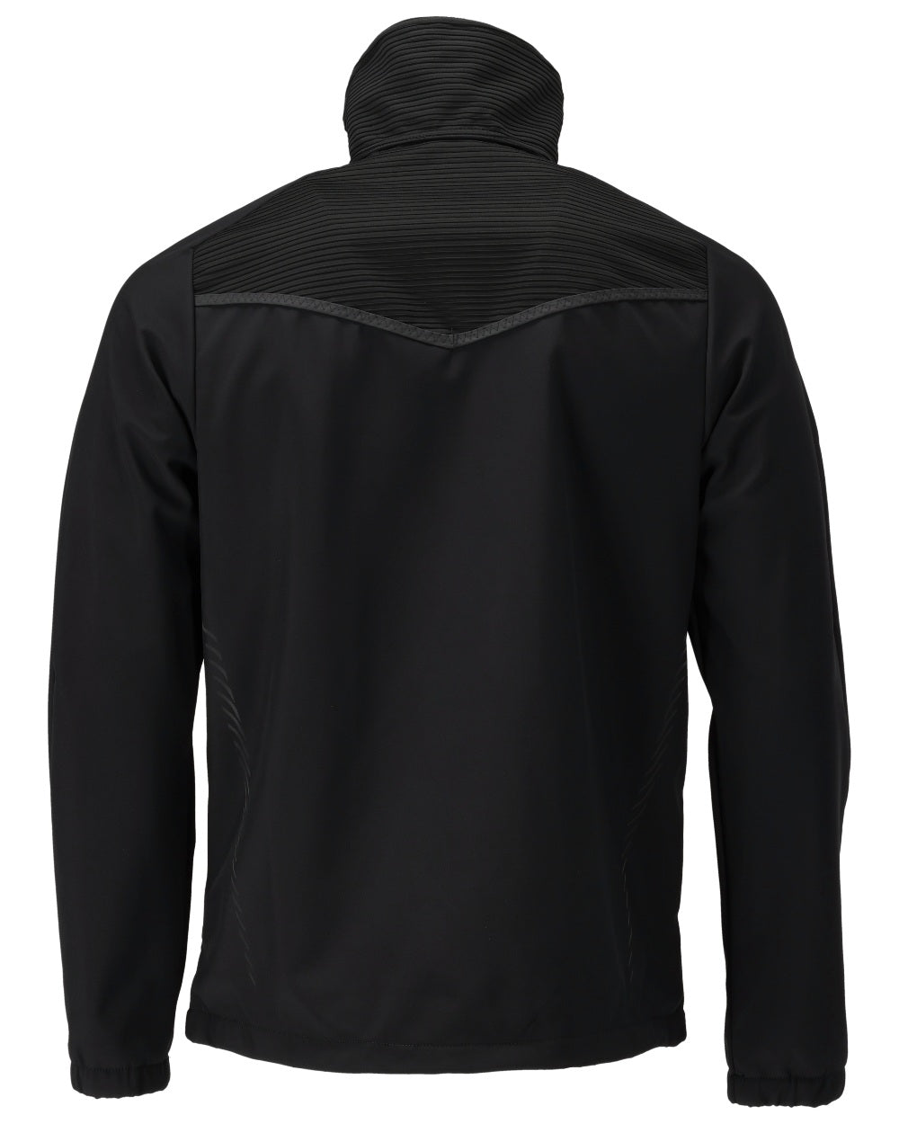 Black Coloured Mascot Workwear Mens Customized Breathable Softshell Jacket on white background 