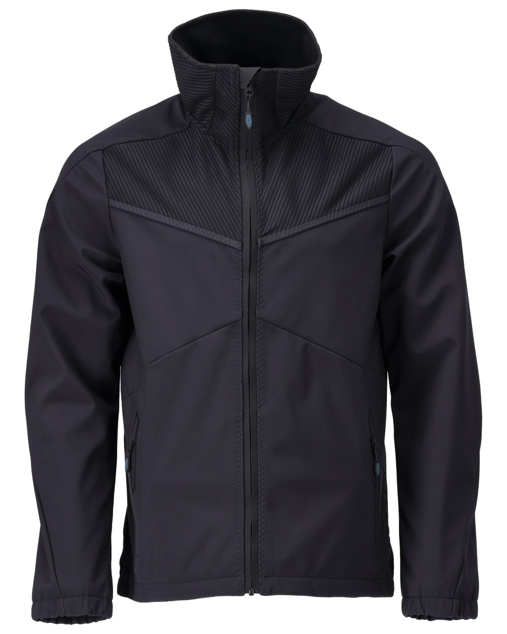 Dark Navy Coloured Mascot Workwear Mens Customized Breathable Softshell Jacket on white background 