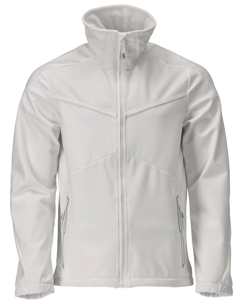 White Coloured Mascot Workwear Mens Customized Breathable Softshell Jacket on white background 